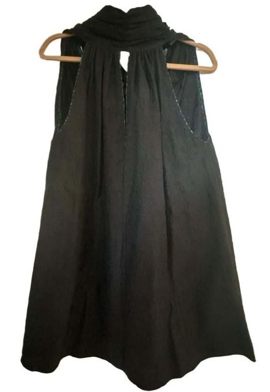 Robert Graham Misty Black Silk Blend Halter Mini Dress M Open Back Flowy